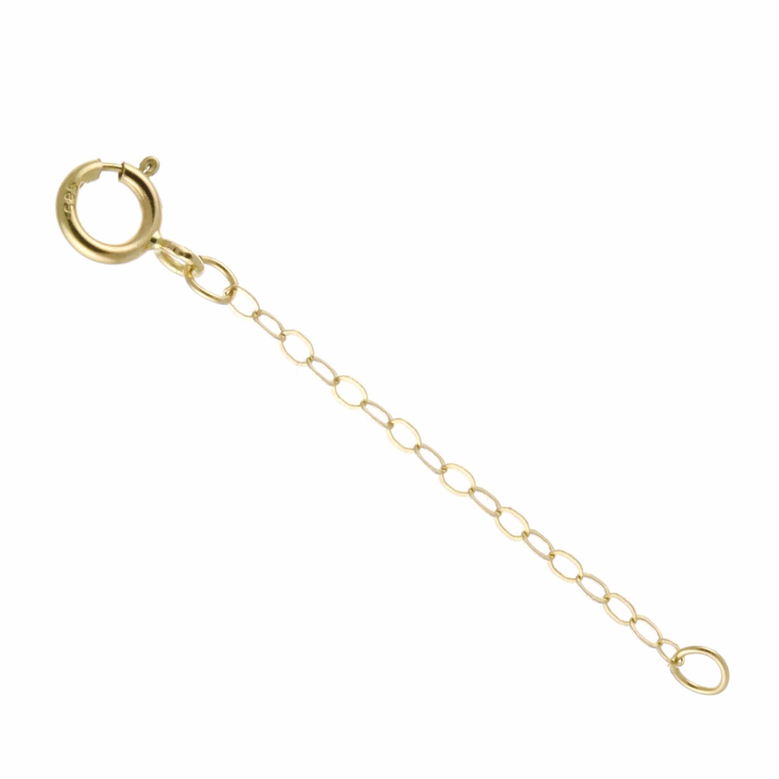 14k Solid Yellow Gold 1.5mm Flat Cable Chain Extender Necklace 1″ to 10″