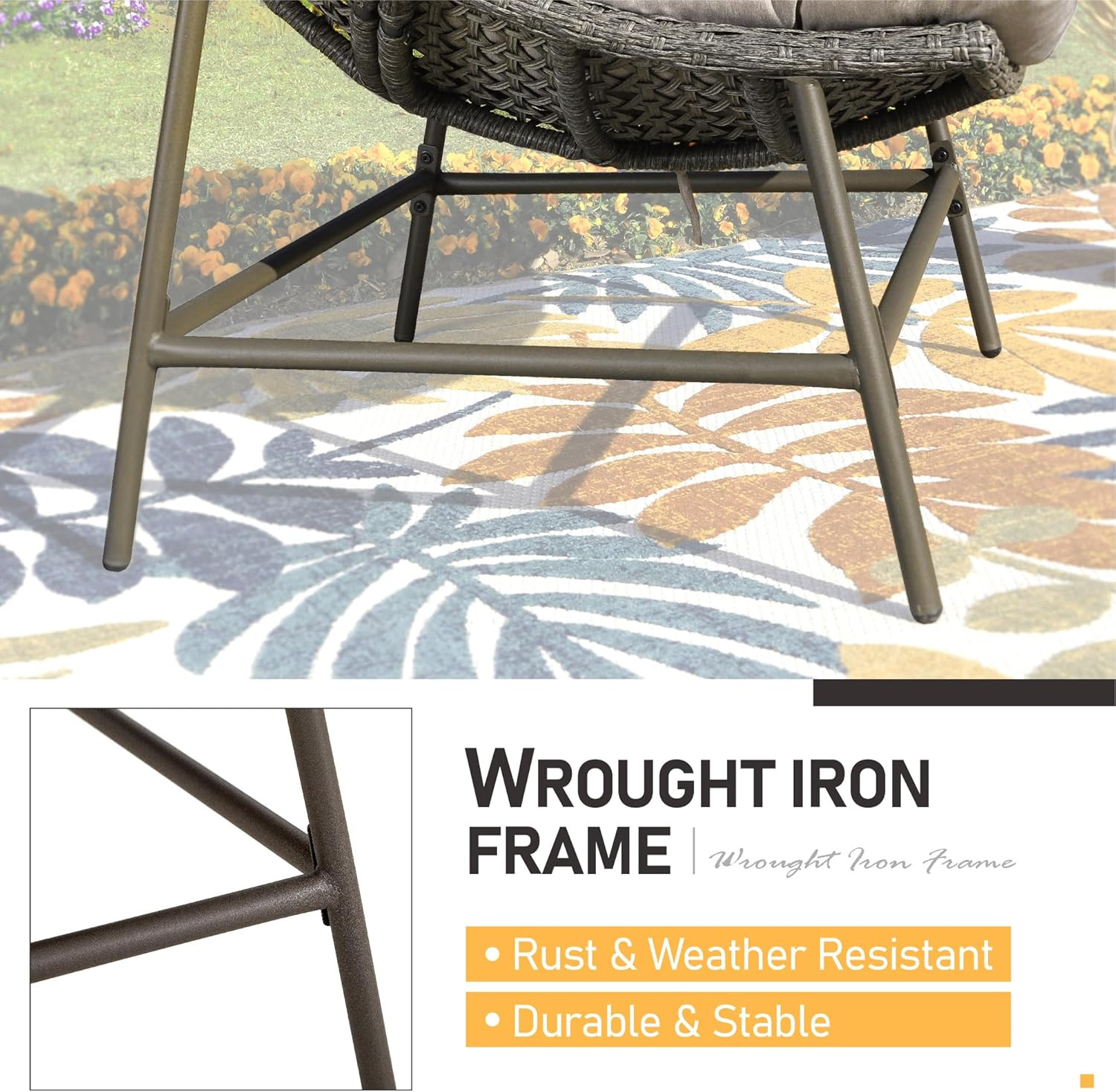 Sophia & William Outdoor Papasan Chairs with Cushion and Frame, Comfy Patio Chai