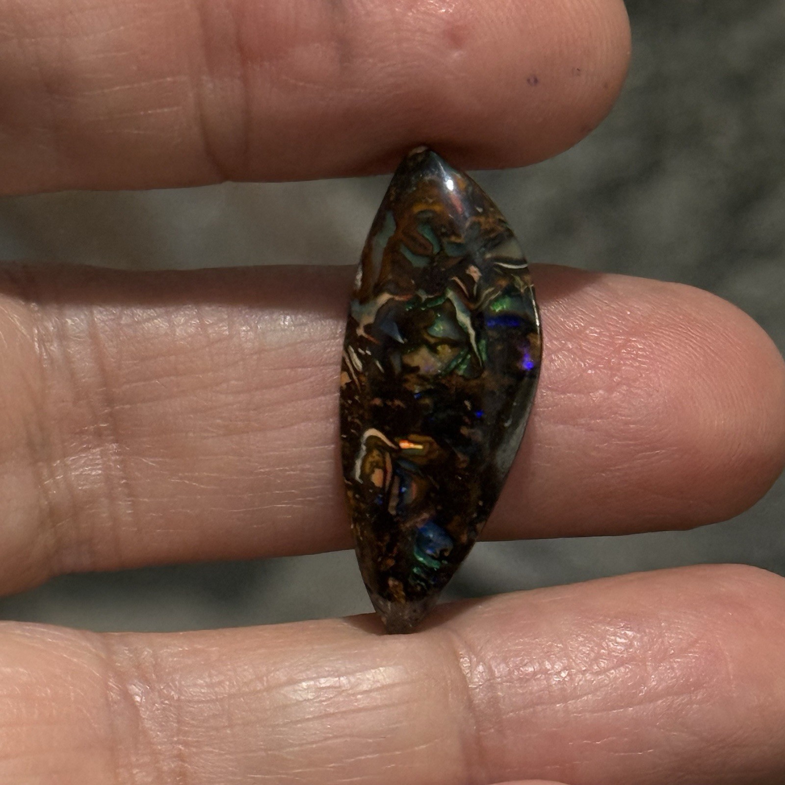 11ct 29×11.4×3.85mm Colorful Australian Koroit Boulder Opal Cabochon Gem