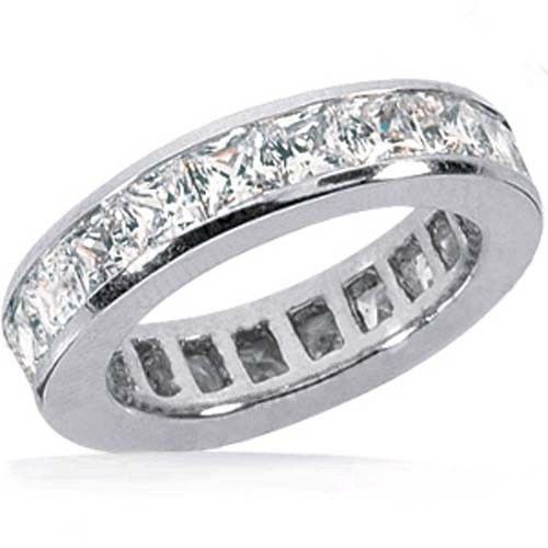 5.15 ct Princess cut Diamond Ring Platinum Eternity Band Channel set F-G, VS/SI1