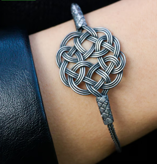 999 Silver Bracelet For WoMen, Hand Braided Bracelet, Oxidized Silver Bracelet