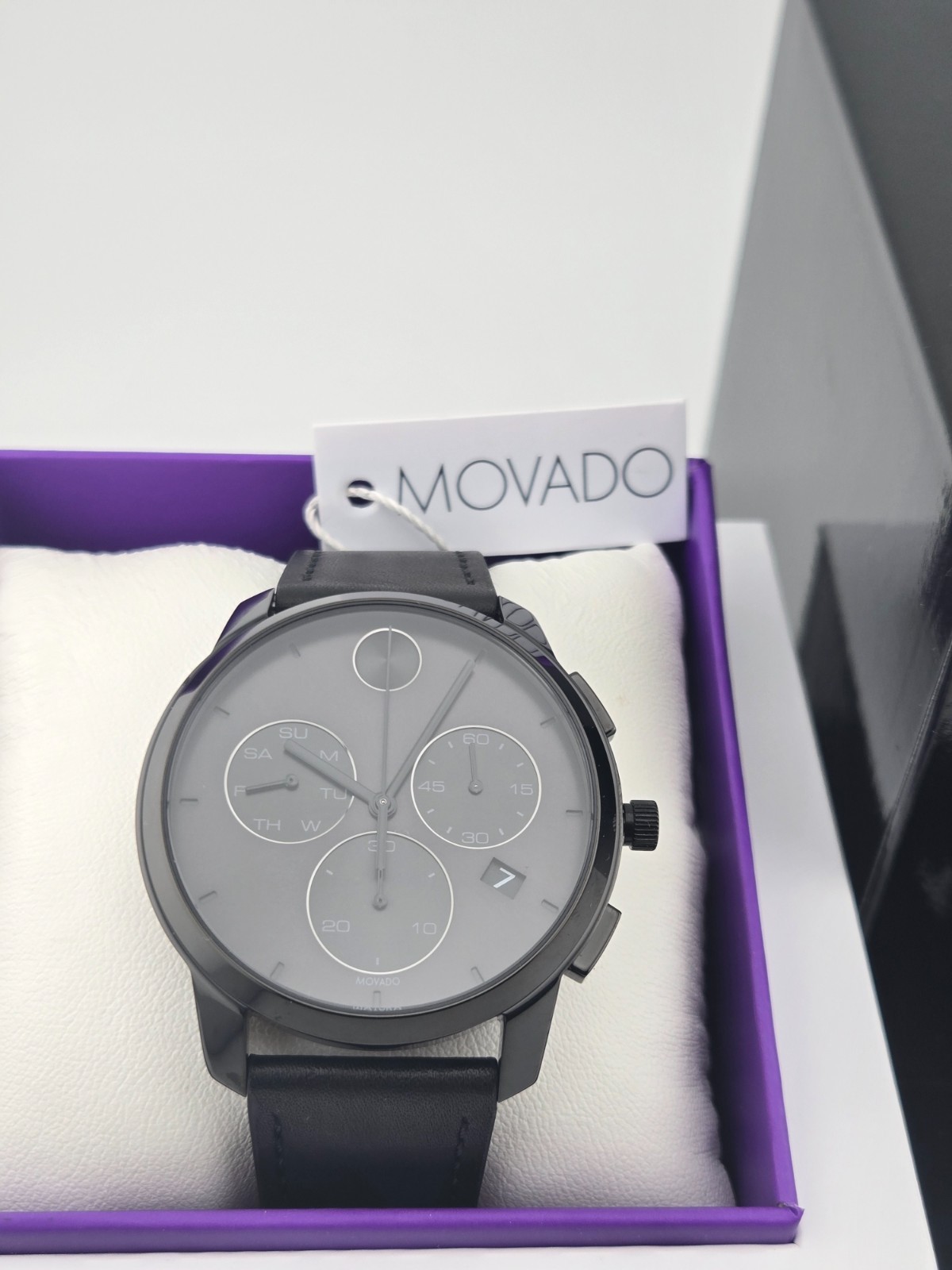 $695 MSRP | Movado Bold Men’s Black Dial Chronograph Watch – 3600632 NEW