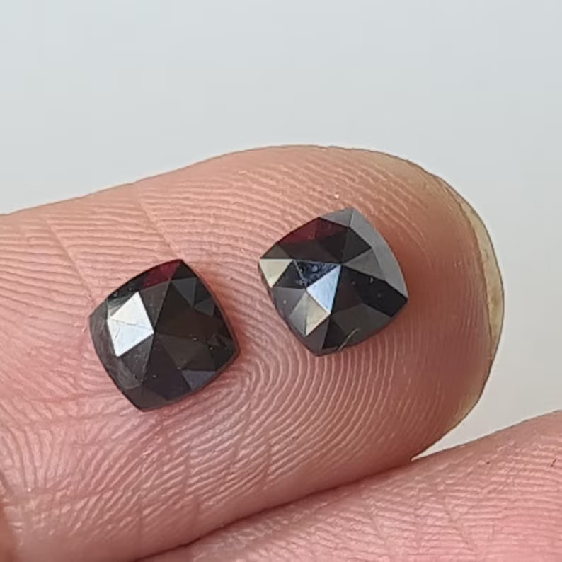 5mm Black Diamond Pair, Natural Black Square Shaped Rose Cut