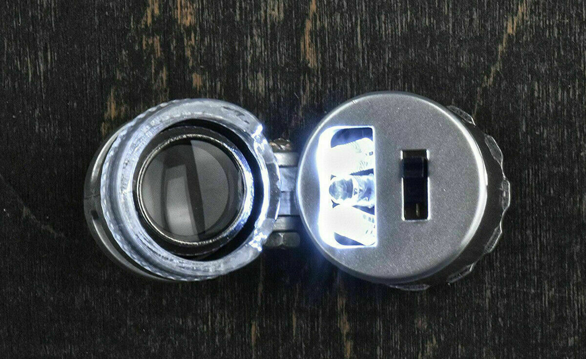 10pc 45X Mini LED + UV Illuminated Pocket Microscope Loupe Currency Coin Jewelry