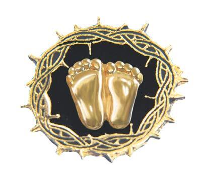 Precious Feet, 14k Gold Plated, Crown/Thorns Magnetic Jewelry, Lapel Pin