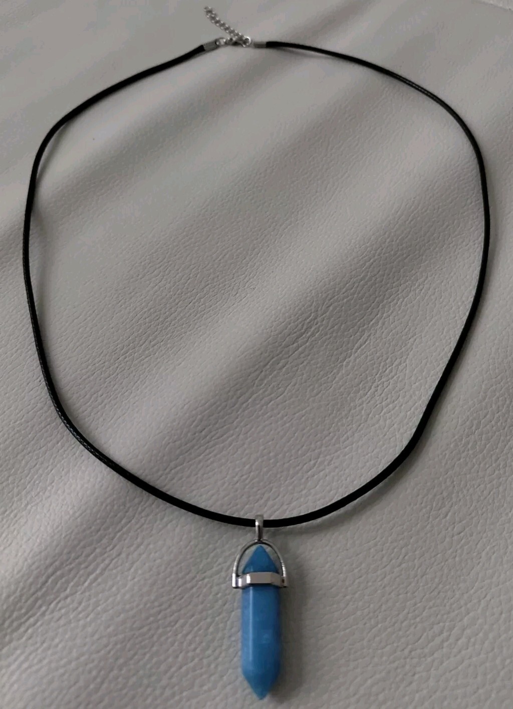 Hexagonal pendulum choker blue turquoise gemstone jewellery hexagon pendant: 60cm
