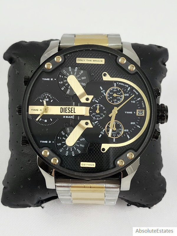 NEW Diesel Mr Daddy 2.0 Black Silver Gold DZ7459 Large Mens Chronograph Watch