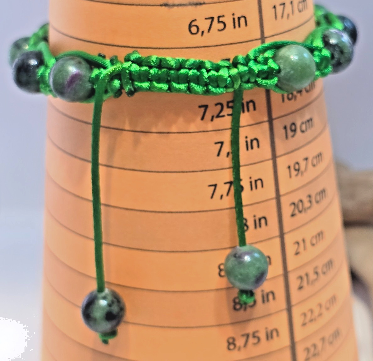 Macrame and Ruby Zoisite Gemstone Bead Adjustable Bracelet