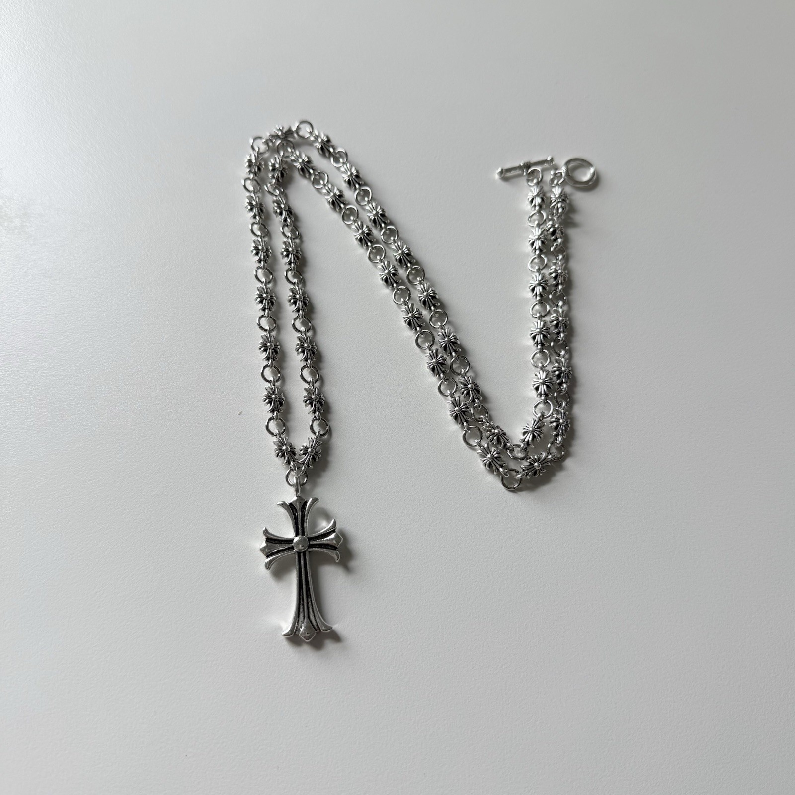 CH Style Chrome Silver cross necklace with chain 70cm #punk #grunge #goth