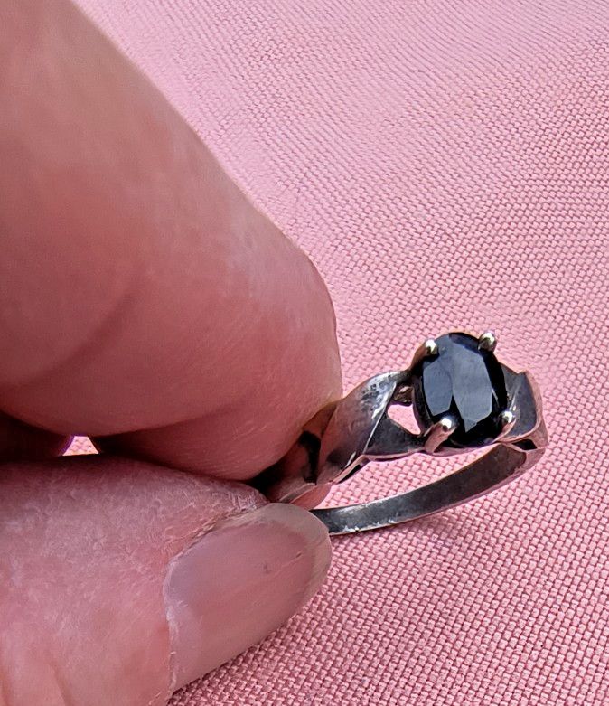 Sterling Silver Ring, Sapphire Solitaire, Size 8 Marked 925, Acid Tested #239