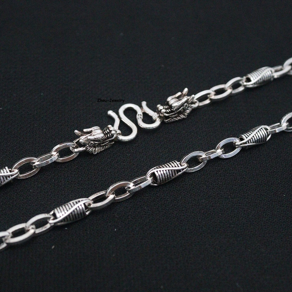 Pure S999 Fine Silver 999 Chain 4mm Cable Link Dragon Chain 29-30g 19.6inch