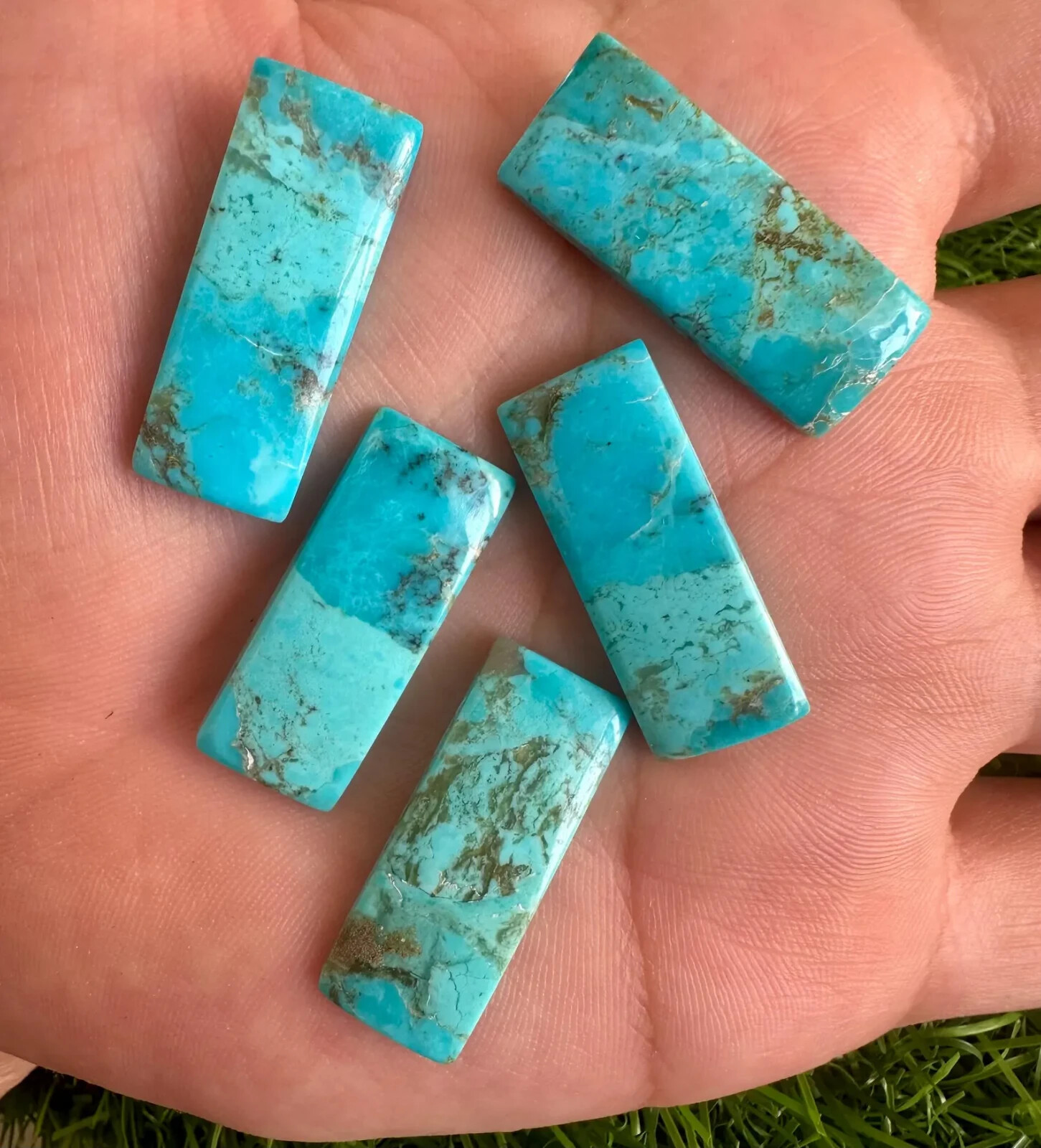 Natural Blue Mohave Turquoise 12x30MM Rectangle cabochon 5Pcs Lot Loose Gemstone