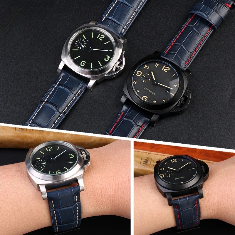 Premium Waterproof Blue Cowhide Leather Watch Band For Panerai PAM688/441/1313
