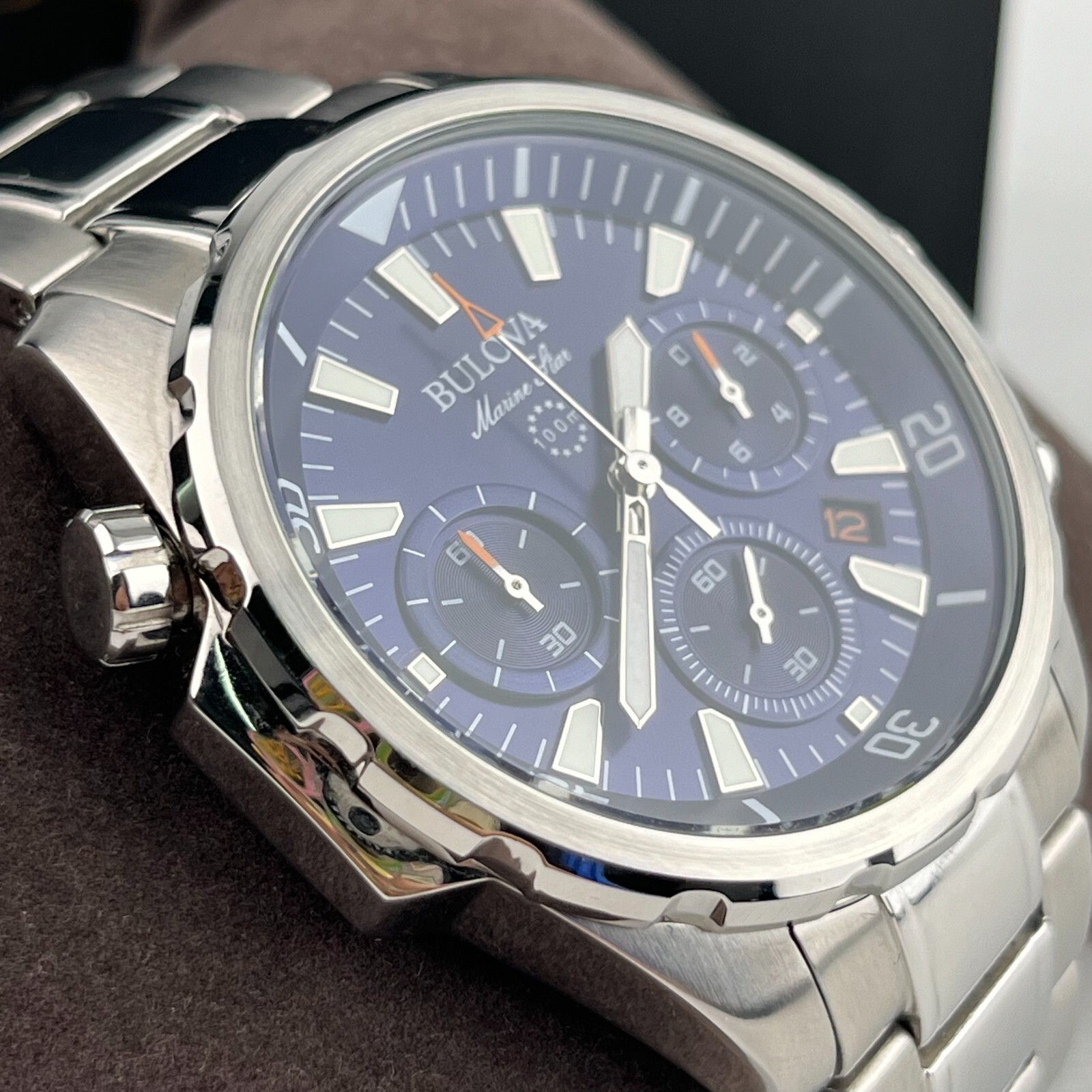 Bulova Marine Star Watch 43mm Blue Dial Stainless Steel Men’s Watch 96B256