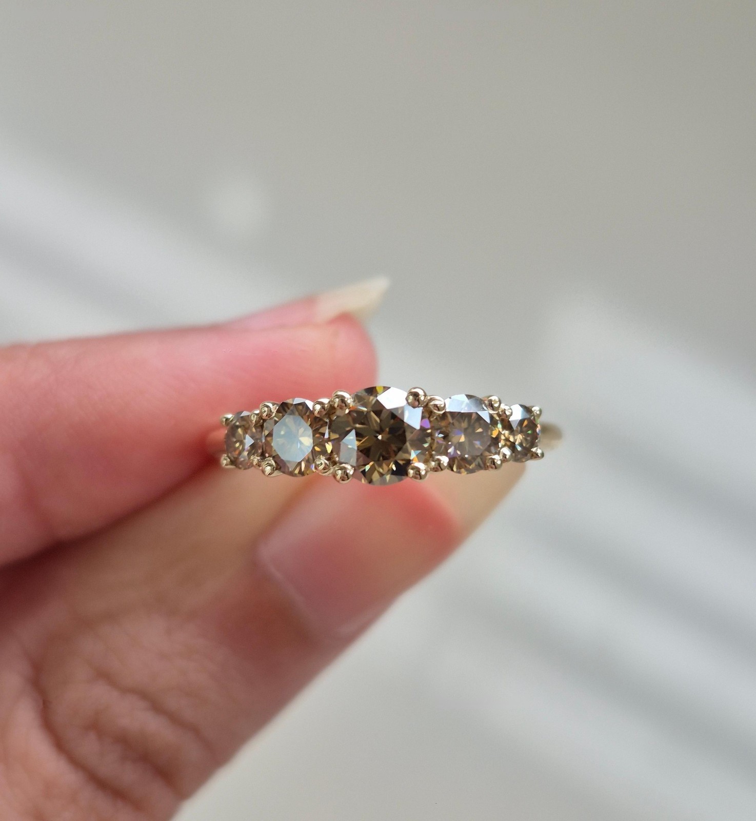 2.0CTW Round Cut Brown Moissanite Wedding Band 14k Yellow Gold Plated