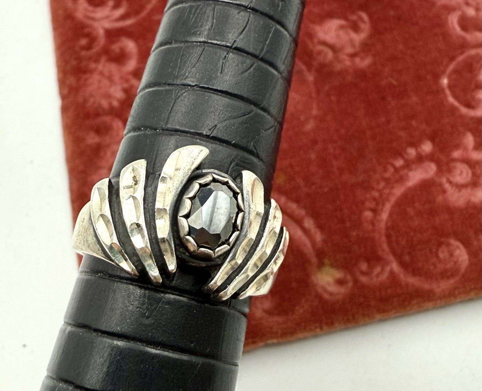 VTG Sterling Silver & Hematite Ring Size 6.25 Signed Wheeler J133