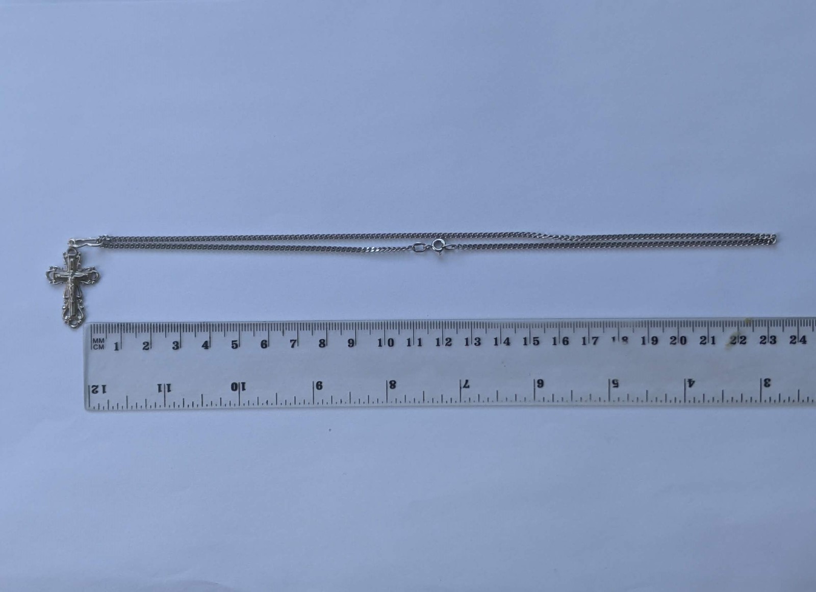 Orthodox Cross on a chain 46 cm. 925 silver. Weight 6.93 g. Prayer in Russian.