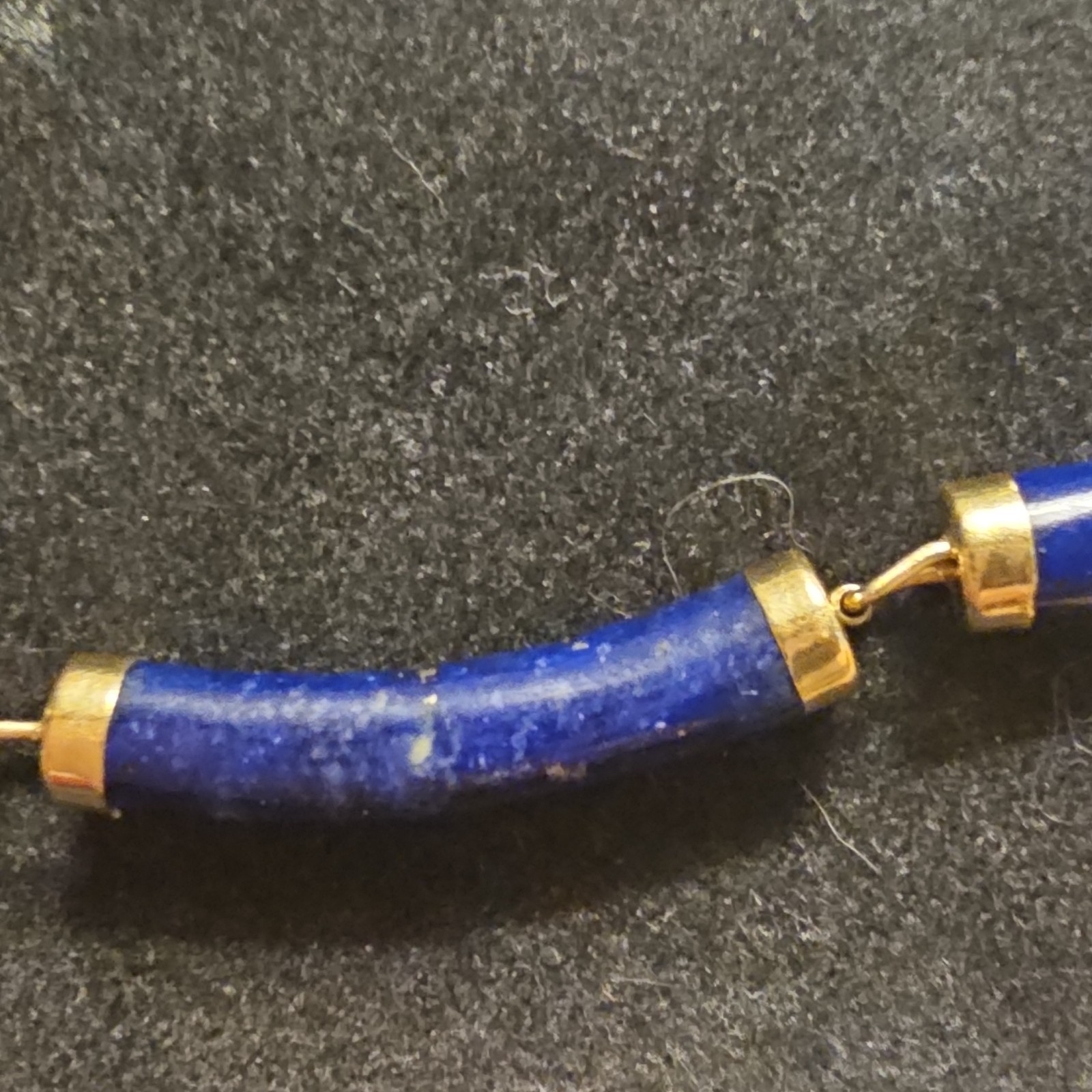 Vintage 14K Gold Heng Ngai HN Chinese Shou Lapis Lazuli Panel Bracelet 585