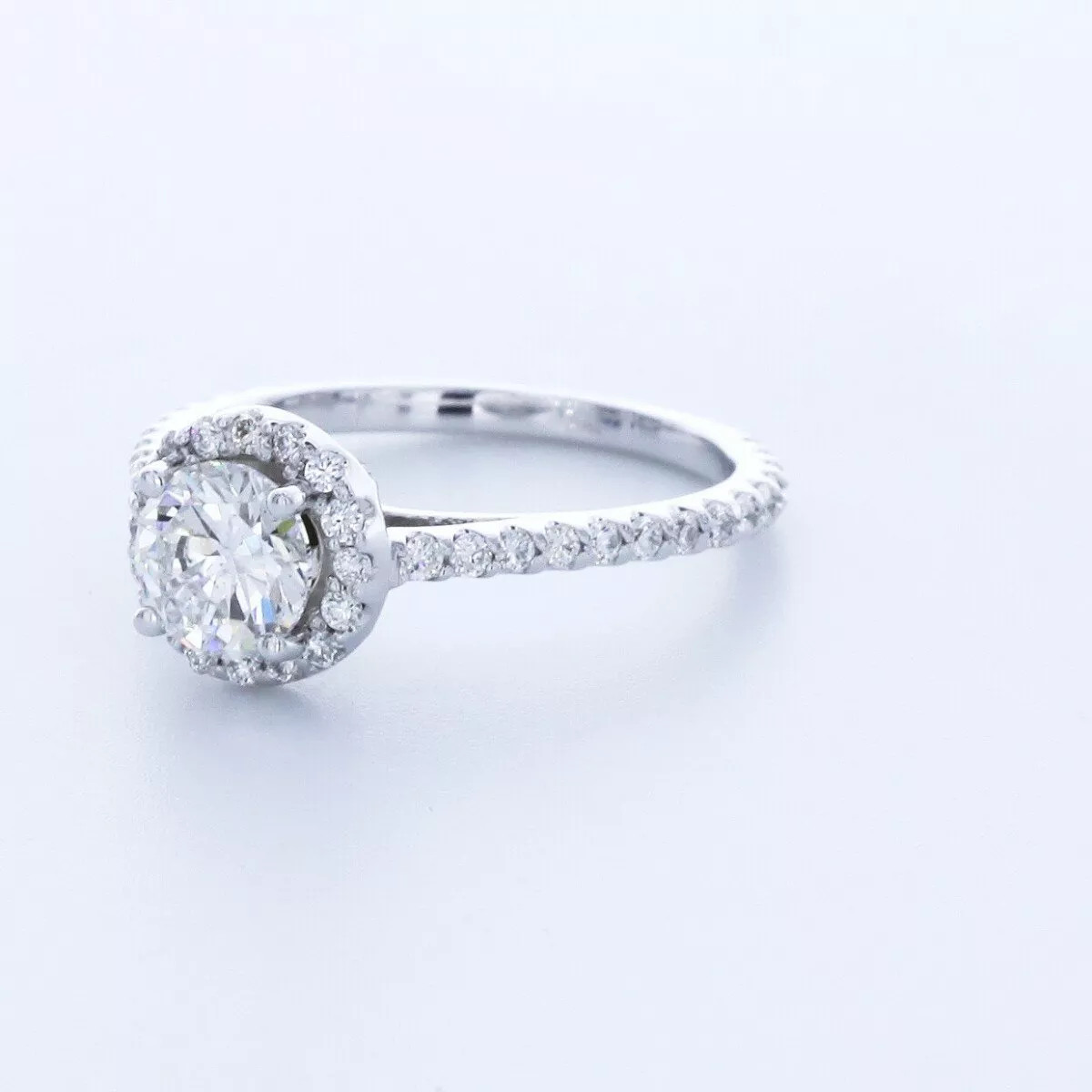 Side Stone Engagement Ring Halo 14K Gold 1.83 CT Round Lab-Grown Diamond D VS1