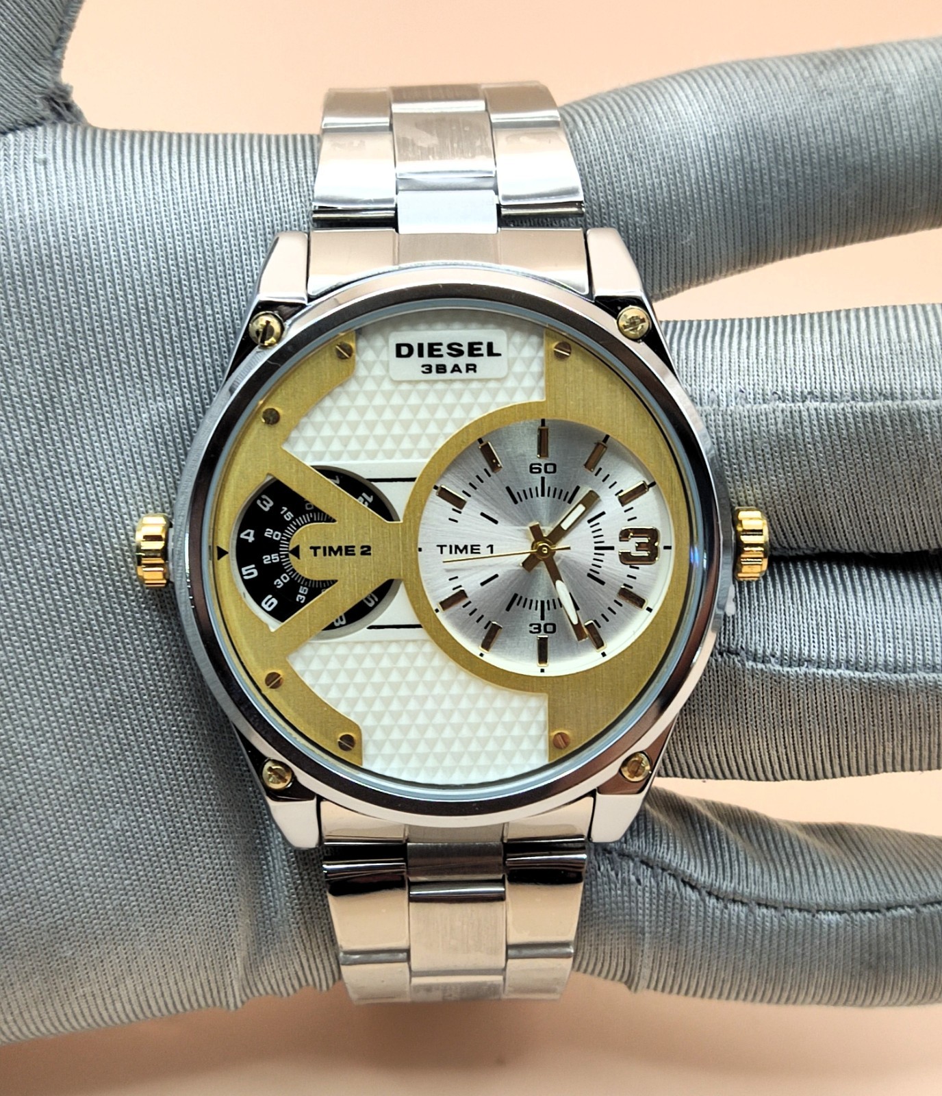 Luxury Diesel Only The Brave 3 Bar Dual Time Refurbished Men’s Wrist Watch