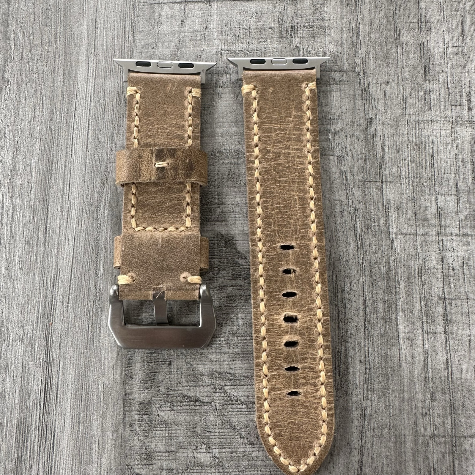 For Apple Watch Ultra 1 2 49mm 45/44mm Thick Distressed Brown Leather Watch Band