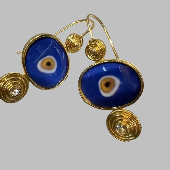 Devil’s Eye Enamel Dangle Earrings Gold Plated Zinc Alloy Retro Style Gift