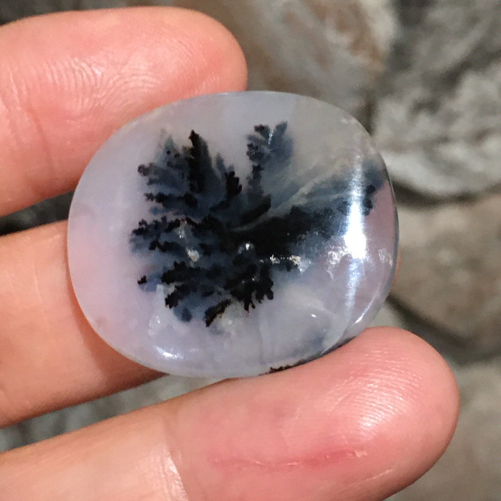 30.5x27x6mm Dendrite Agate Picture Cabochon Loose Stone