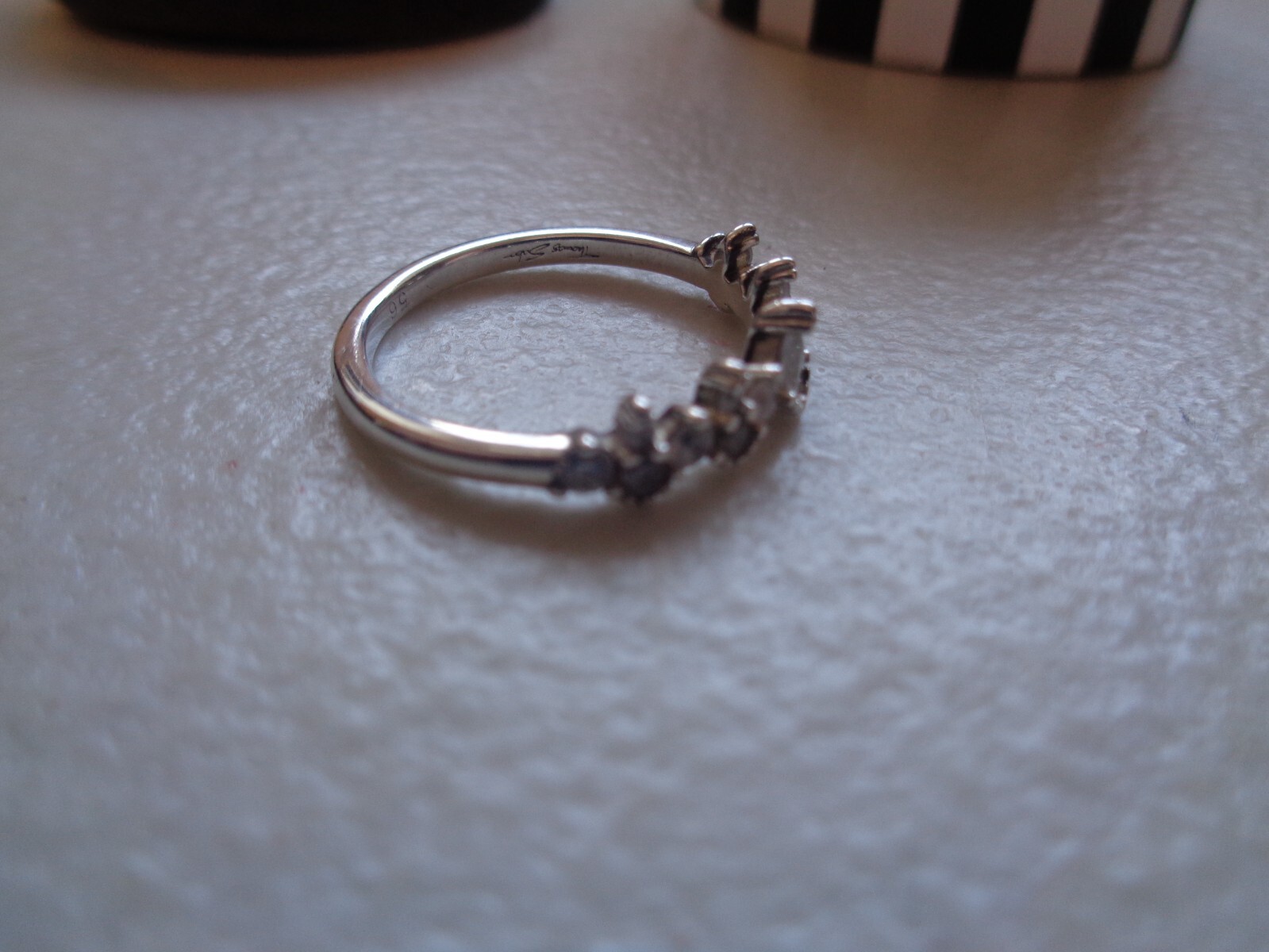 THOMAS SABO Silver Ring and 15x cz Stone Ring Size O Weight 2.3grams Used
