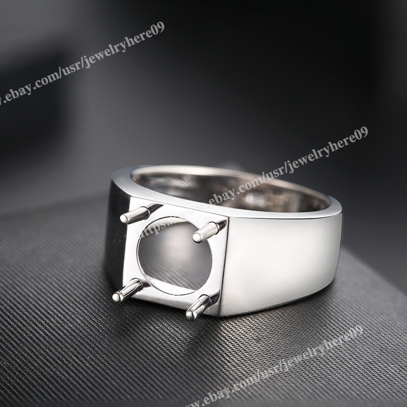 Fashion Semi Mount Ring Round 10mm Sterling Silver 925 Settings Only Size 9.5