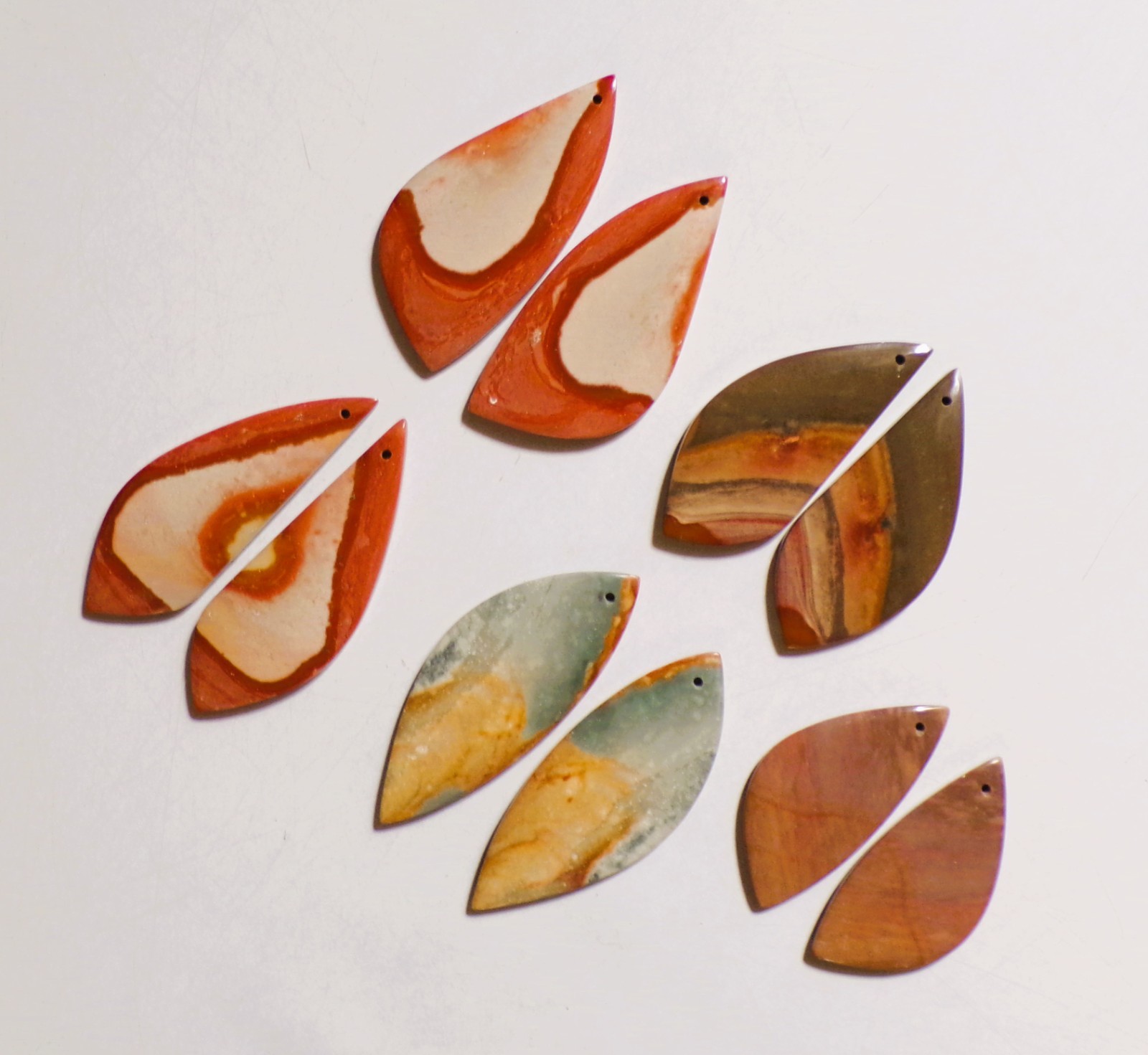 261.30 Cts Natural Polychrome Jasper Drilled Pair 05 Lot Cabochon Gemstone 04