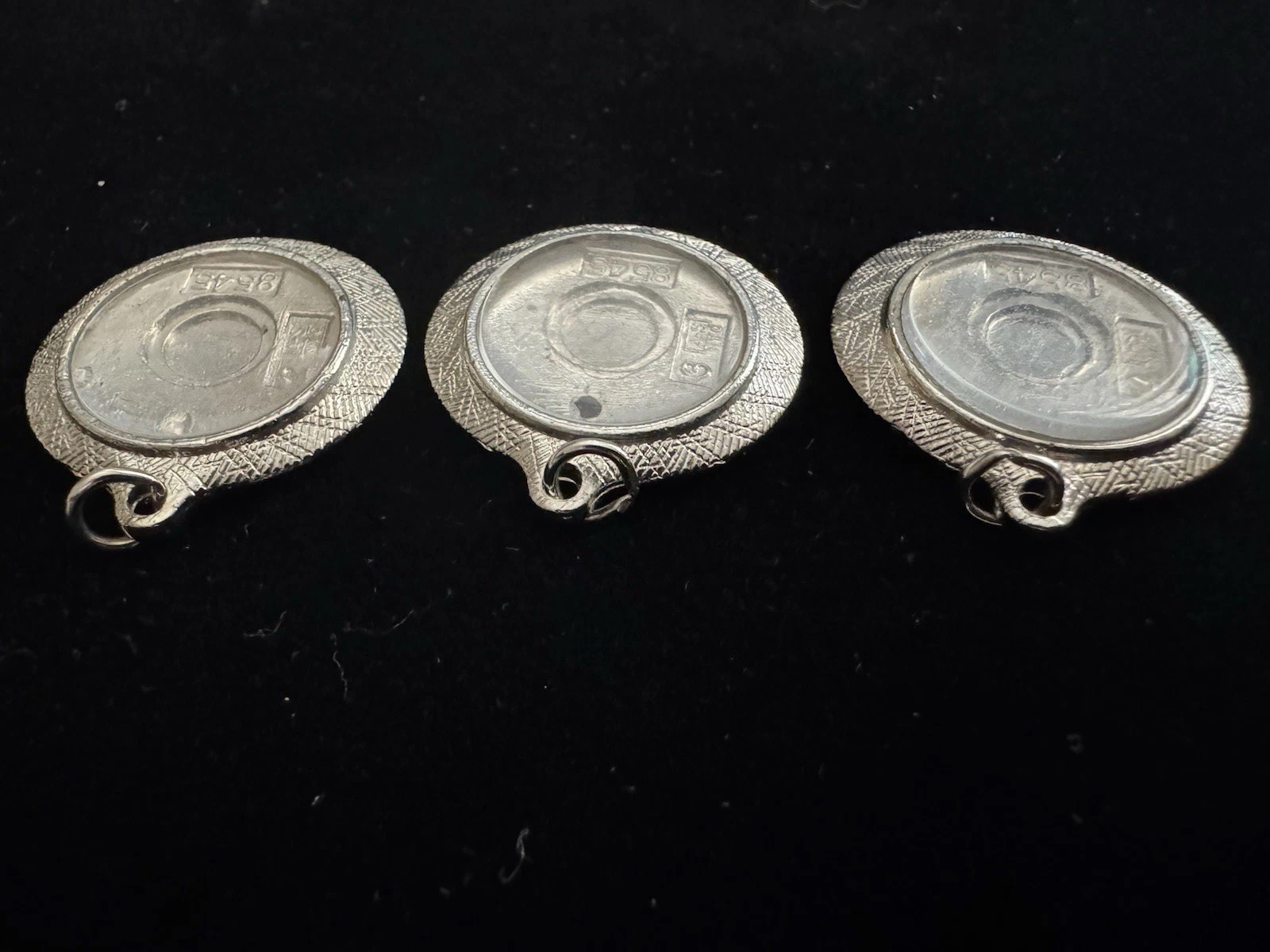 Vintage Round Lot of 3 Picture Pendants Stamped 8545
