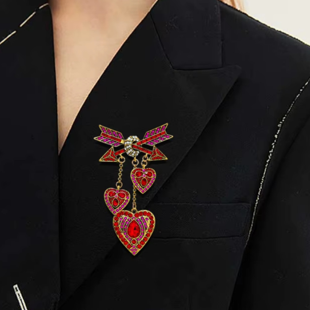 New Design Heart Brooches Women Unisex 3-color Shining Arrows Jewelry Gift USA