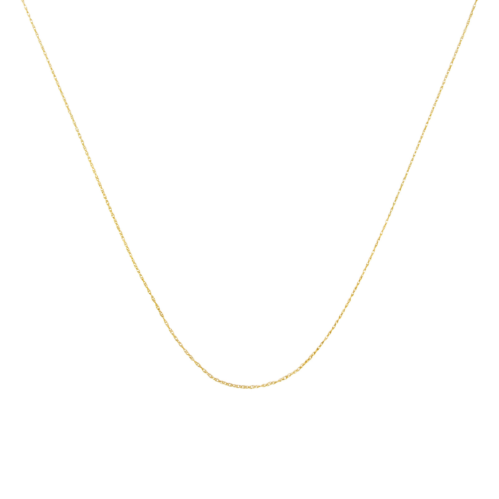 Solid 10K Yellow Gold 0.5mm Slim and Dainty Unisex 18″ Rope Chain Necklace