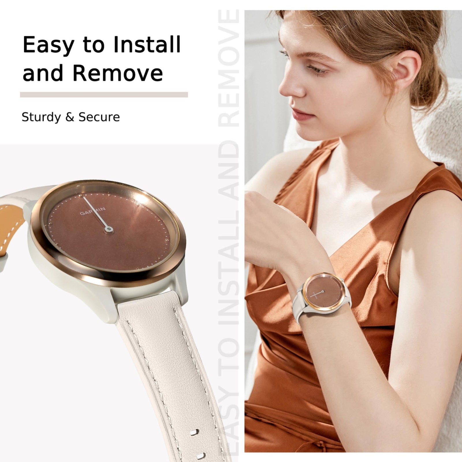 18mm Leather Watch Band Compatible with Garmin Venu 3S 41mm/Venu 2S/Vivoactiv…