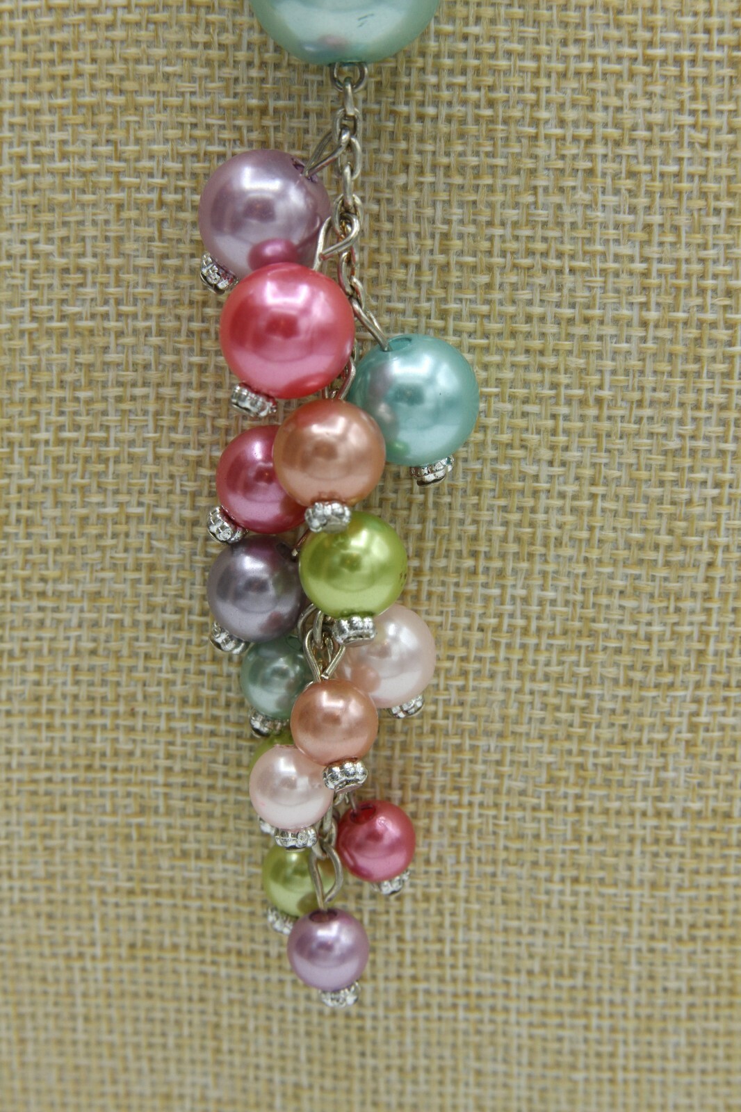 Mermaid Iridescent Pearl Necklace 26″ Gold Purple Blue Sparkle Core Aesthetic