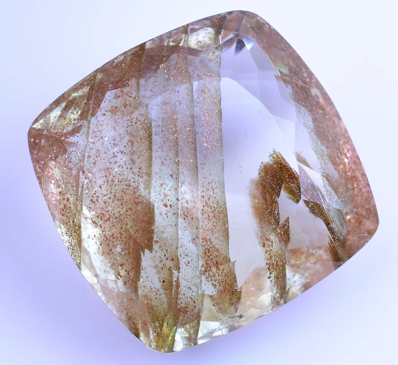 Natural Rutile & Sunstone 34.05 Ct AGL Certified Rare found Two in One Gemstone