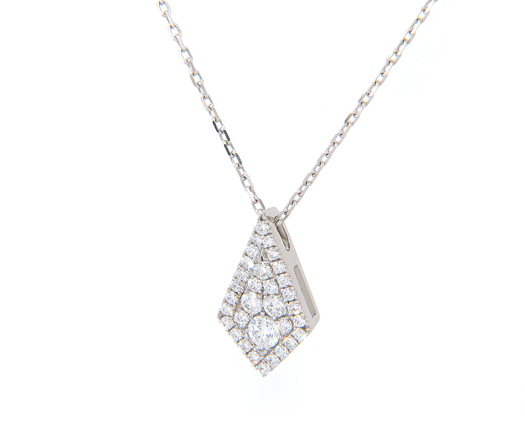 New Frederic Sage 0.89ctw Diamond Kite Shaped Firenze Pendant Necklace in 14K