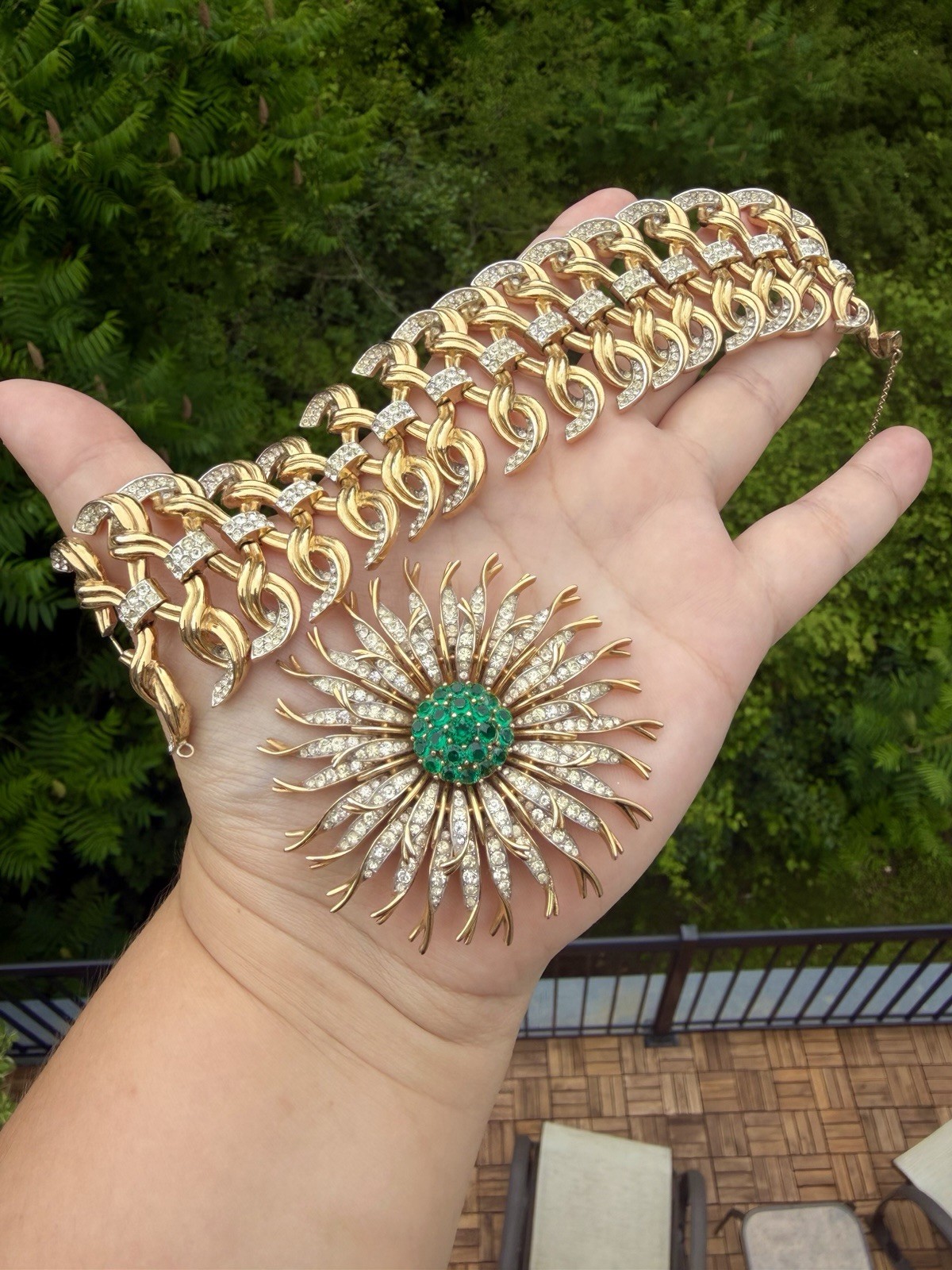 Trifari Married Set Brooch And Bracelet By Alfred Phillipe