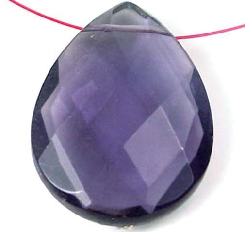 40x30mm Amethyst glass Faceted Teardrop Pendant