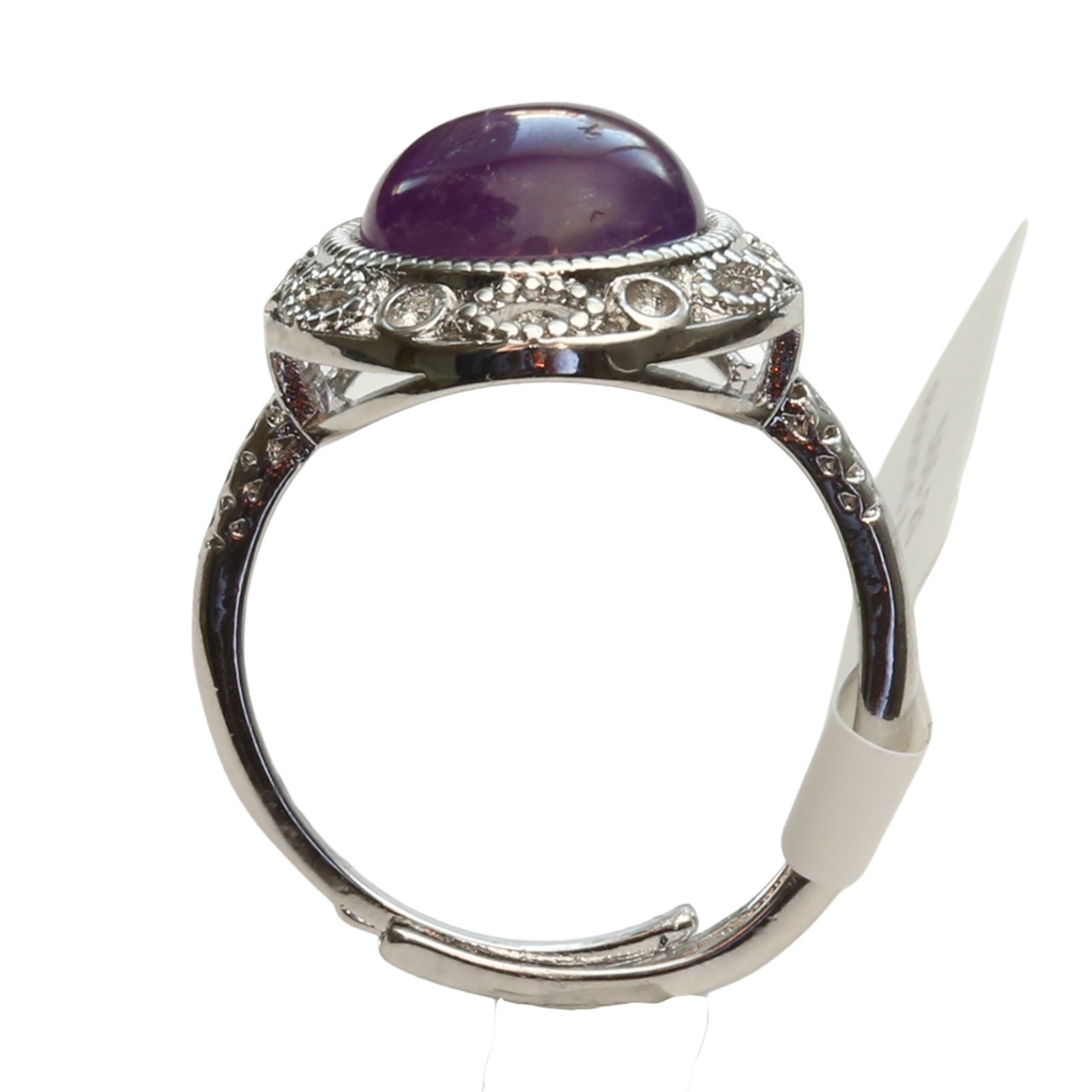 Handmade Genuine Amethyst Gemstone Ring 925 Silver Coated One Size Fits All