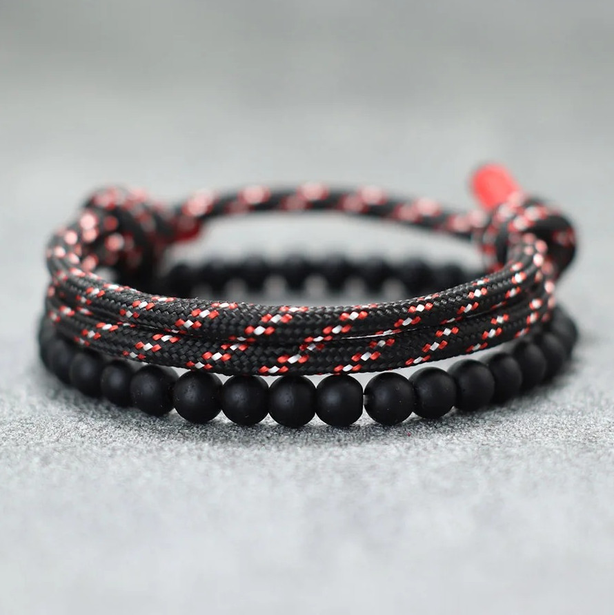 2PCS Handmade Paracord Bracelet Set for Men – Adjustable Summer Nautical Style
