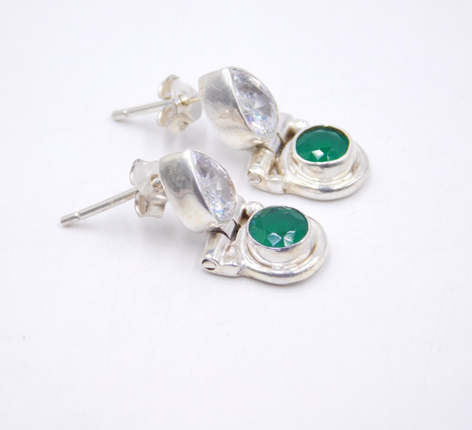 3.6 Gm 925 Sterling Silver Multi Cut Gemstone Handmade Stud Earring Size 0.65″