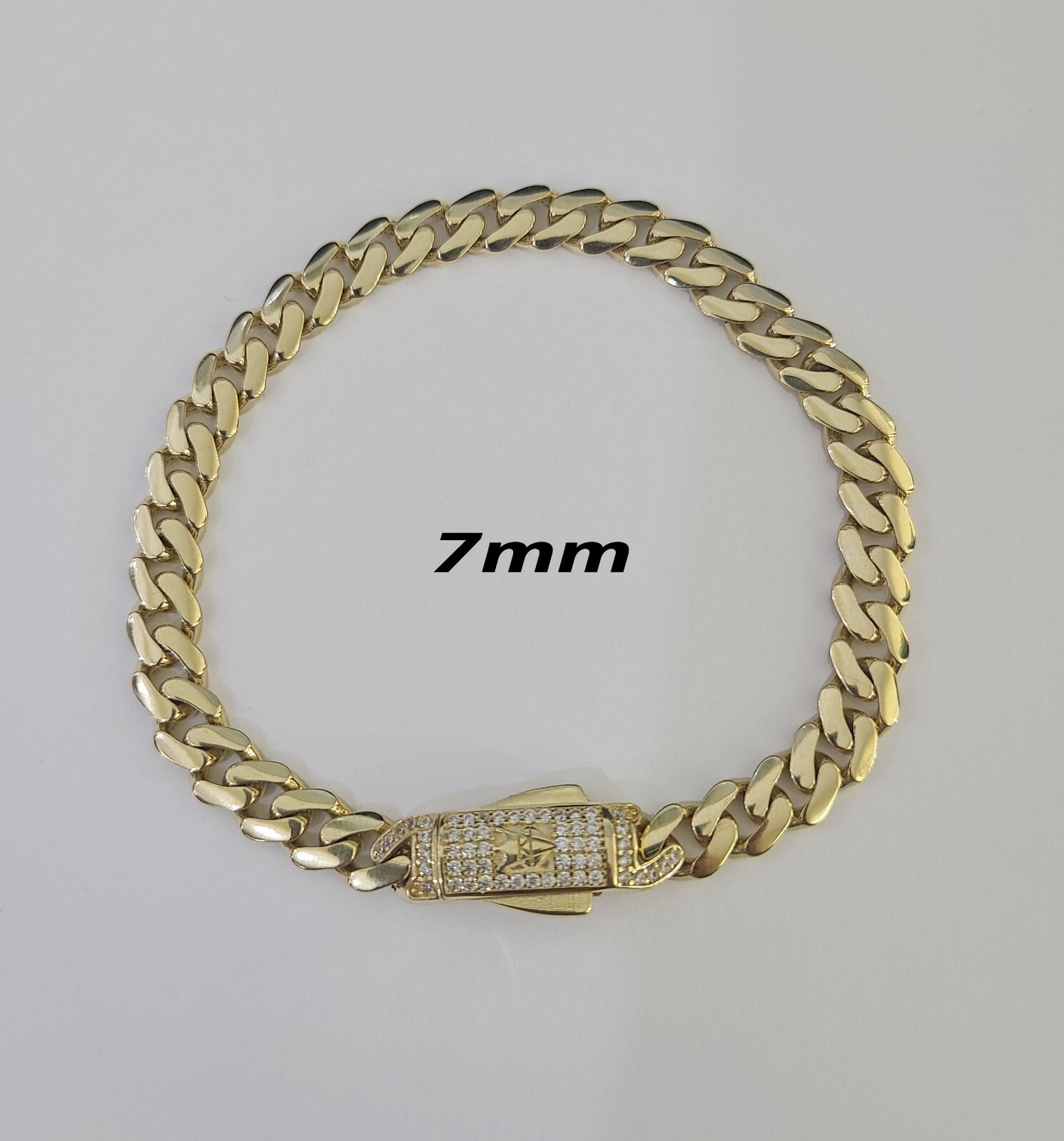Real 14k Gold Monaco Bracelet 7mm-11mm 8″-8.5″ 14kt Yellow