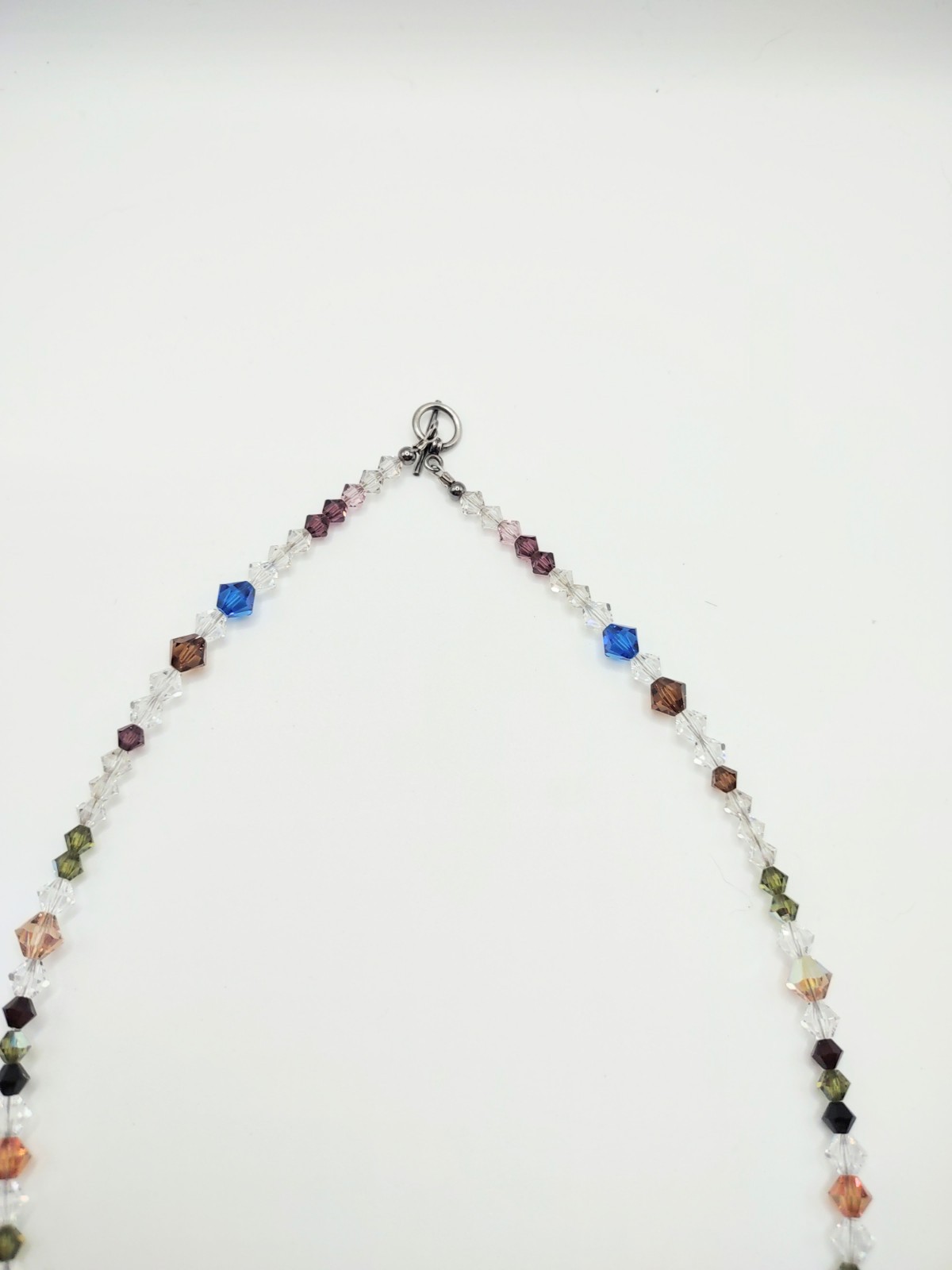 Made With Swarovski Crystals Necklace Multi Color Sterling Silver Clasp Fashion