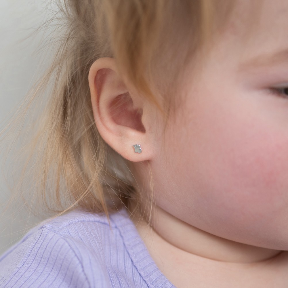 Baby Elephant 4mm Baby / Toddler / Kids Earrings Screw Back – Sterling Silver