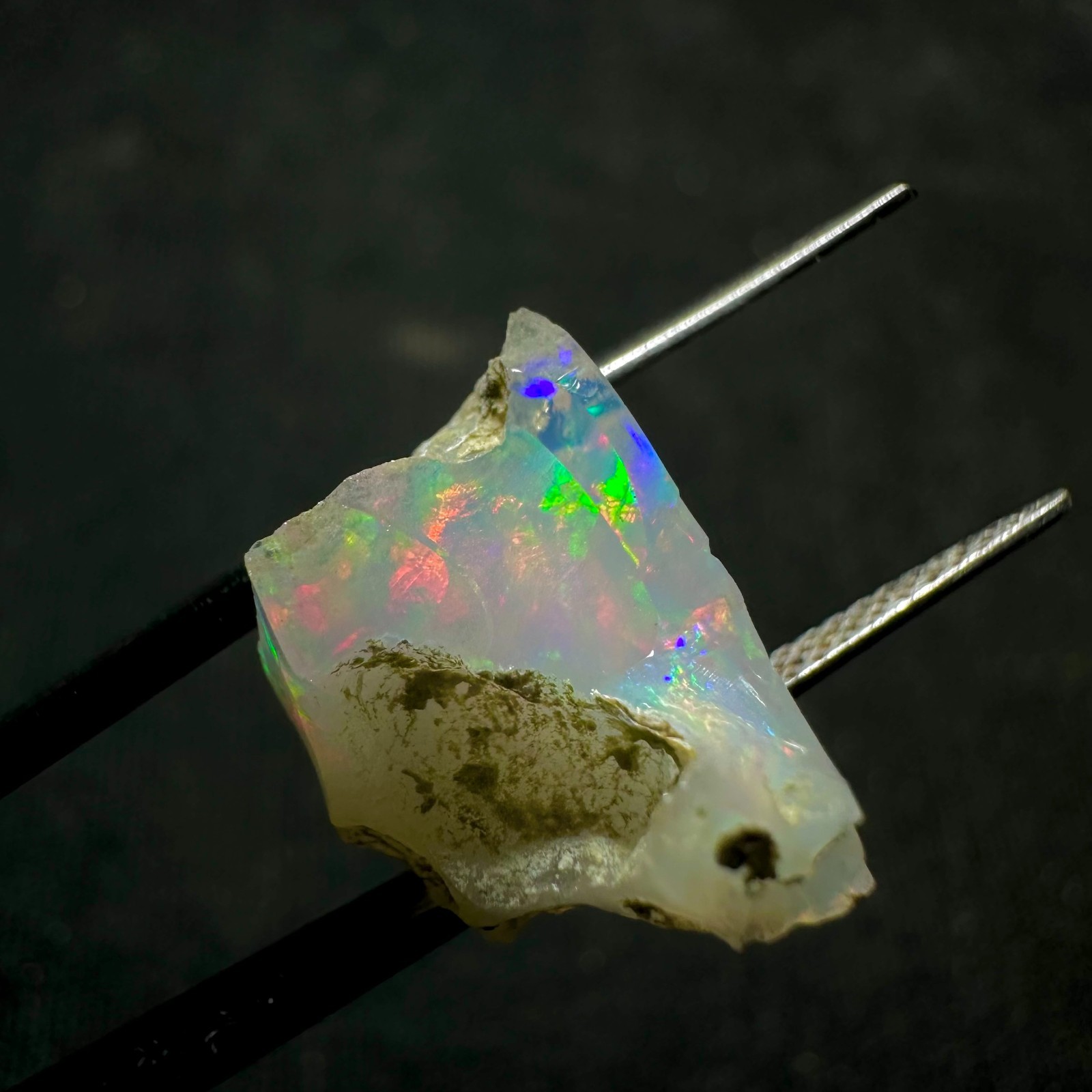 Natural White Ethiopian Opal Rough, Rainbow Fire Raw Opal, Play Of Color Opal
