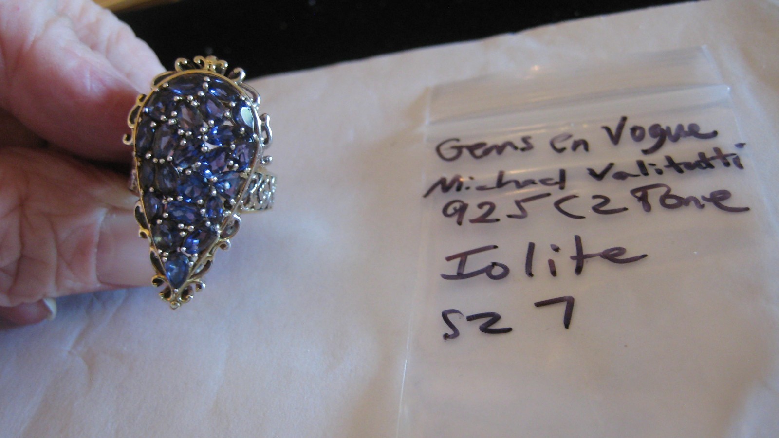 BEAUTIFUL GEMS EN VOGUE/MICHAEL VALITUTTI STERLING SILVER IOLITE RING, SZ 7