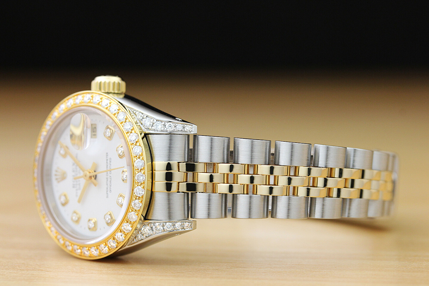 LADIES ROLEX DATEJUST 2-TONE QUICKSET DIAMOND DIAL, BEZEL, & LUGS WATCH