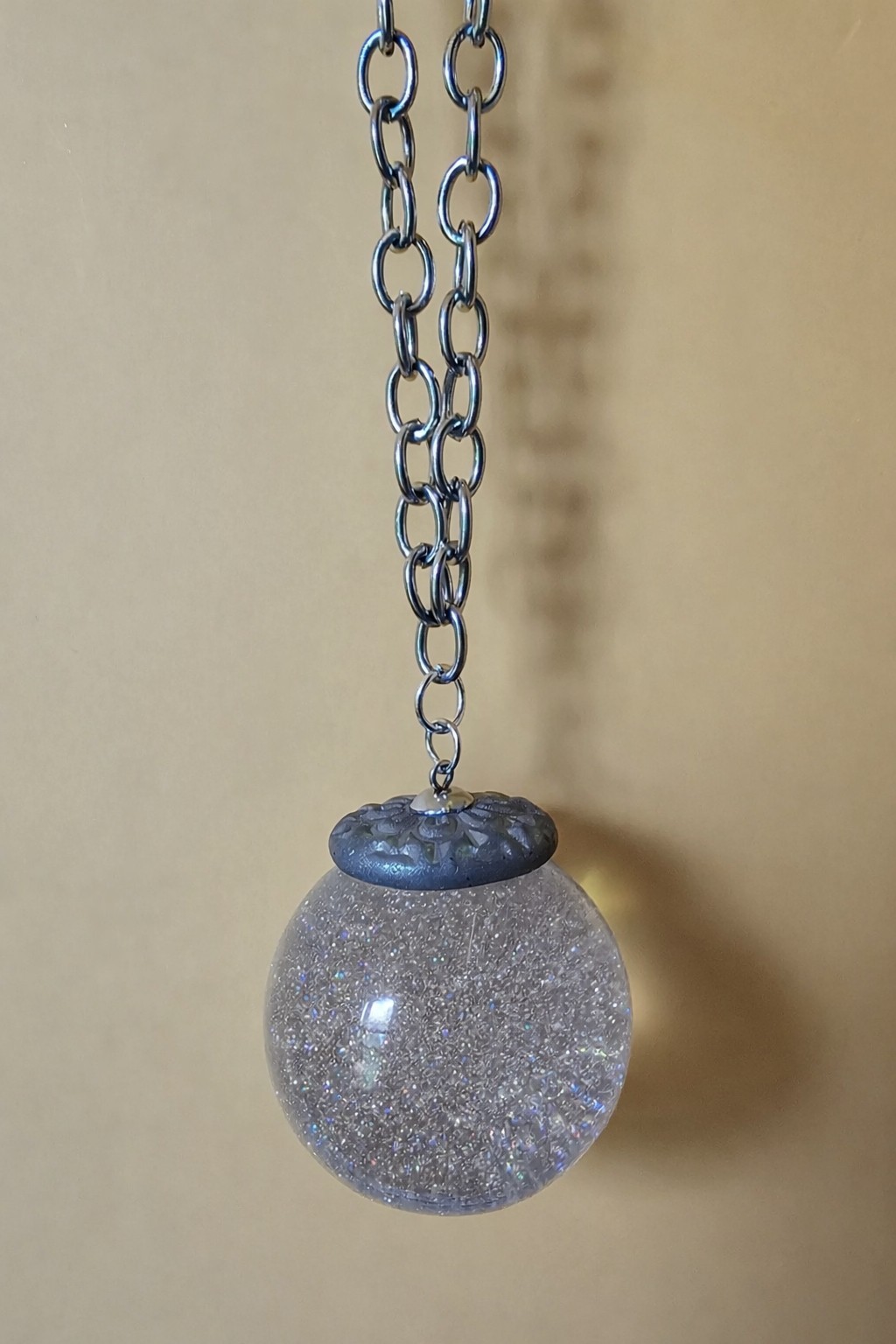 Handmade Resin And Clay Glittery Orb/Crystal Ball Pendant