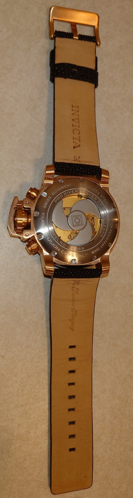 Invicta 52mm Sea Hunter GENUINE STINGRAY Model 34388 SWISS Ronda 5040.F, 200M WR